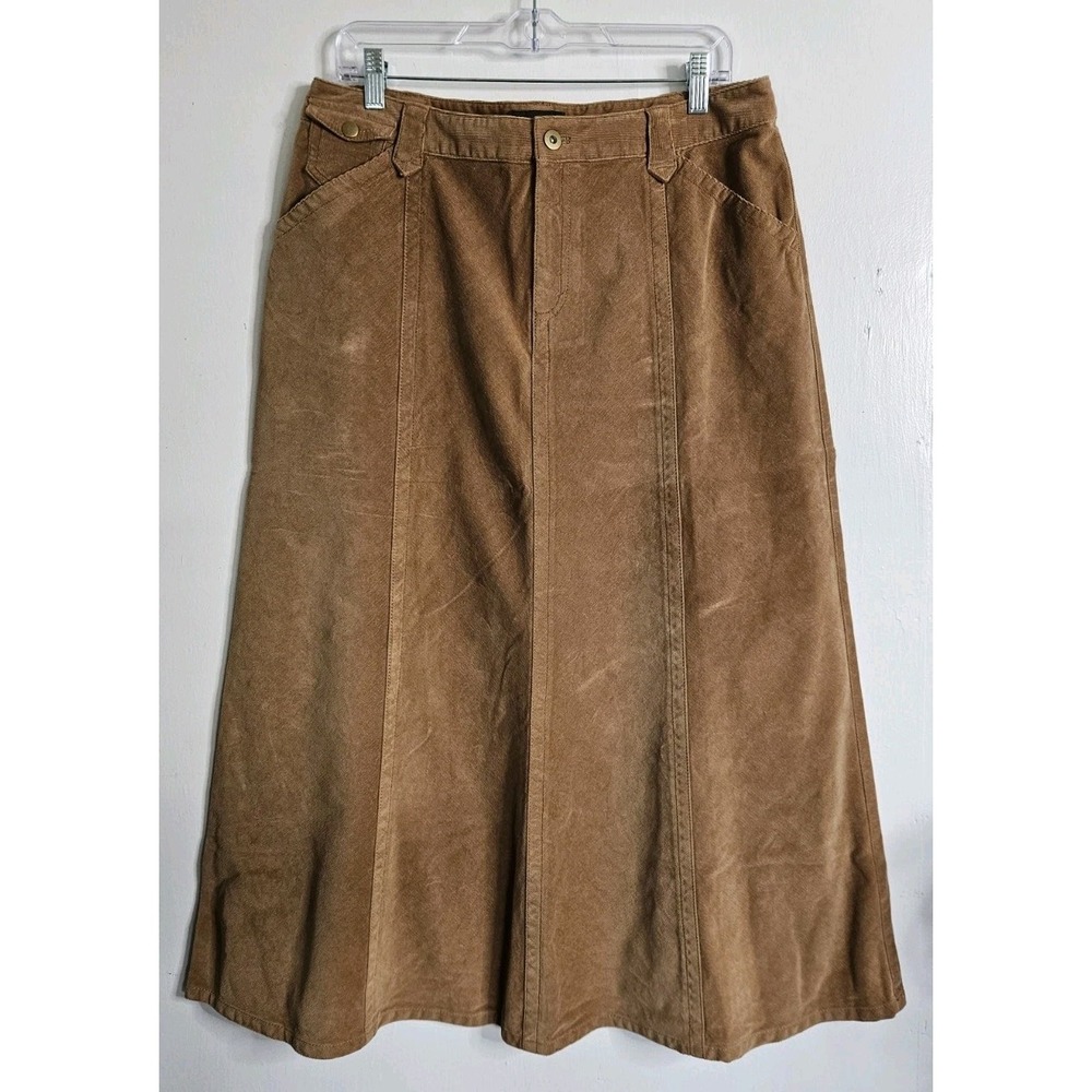 Eddie Bauer Womens A-Line Corduroy Skirt 100% Cotton Tan Brown 12 NWT Equestrian